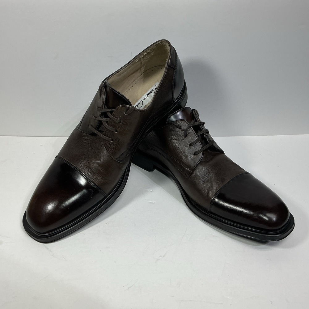 Kenneth Cole New York Cap Toe Oxford Dress Shoes Men 7.5 M Brown Leather Office